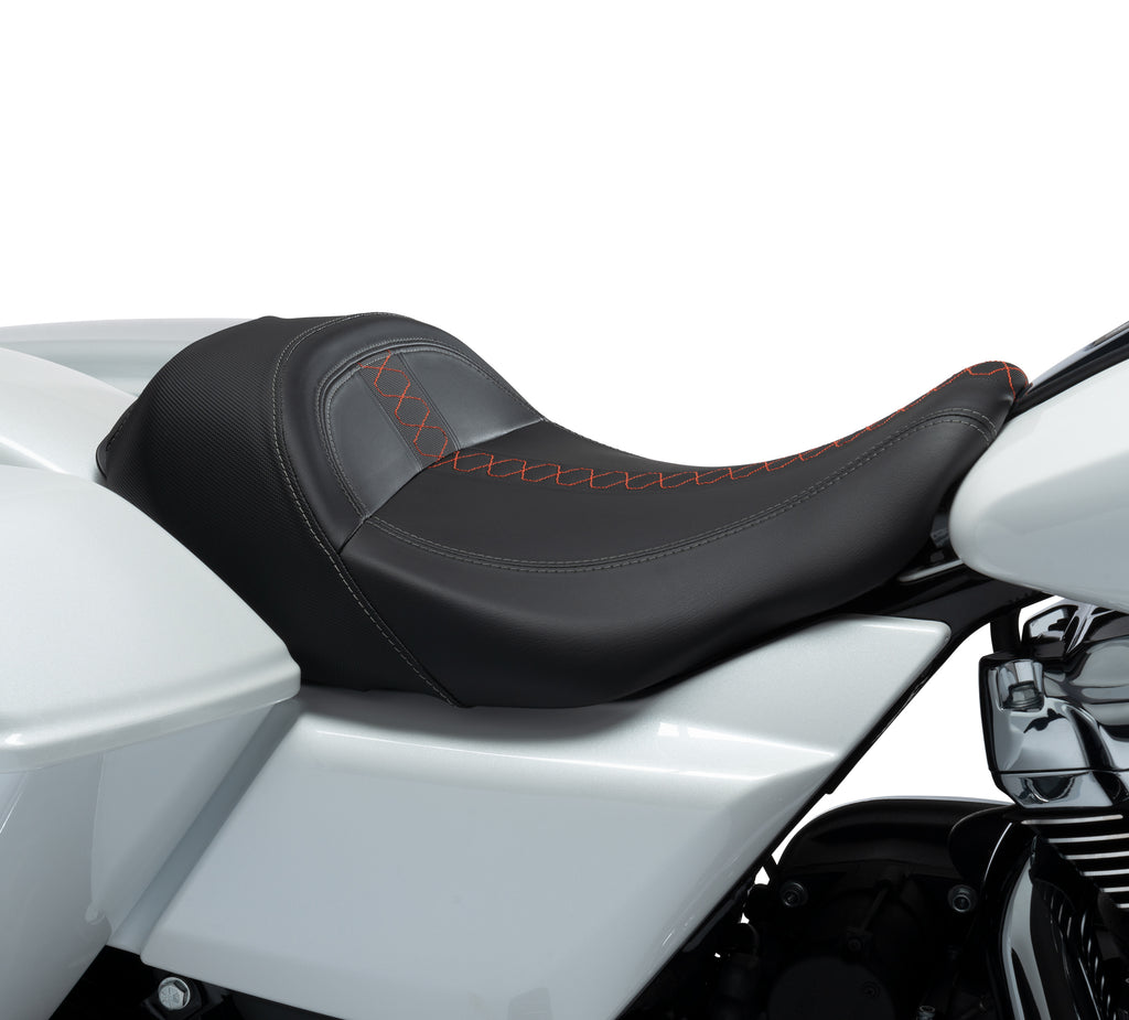 Low-Profile Solo Touring Seat – Orange Stitch