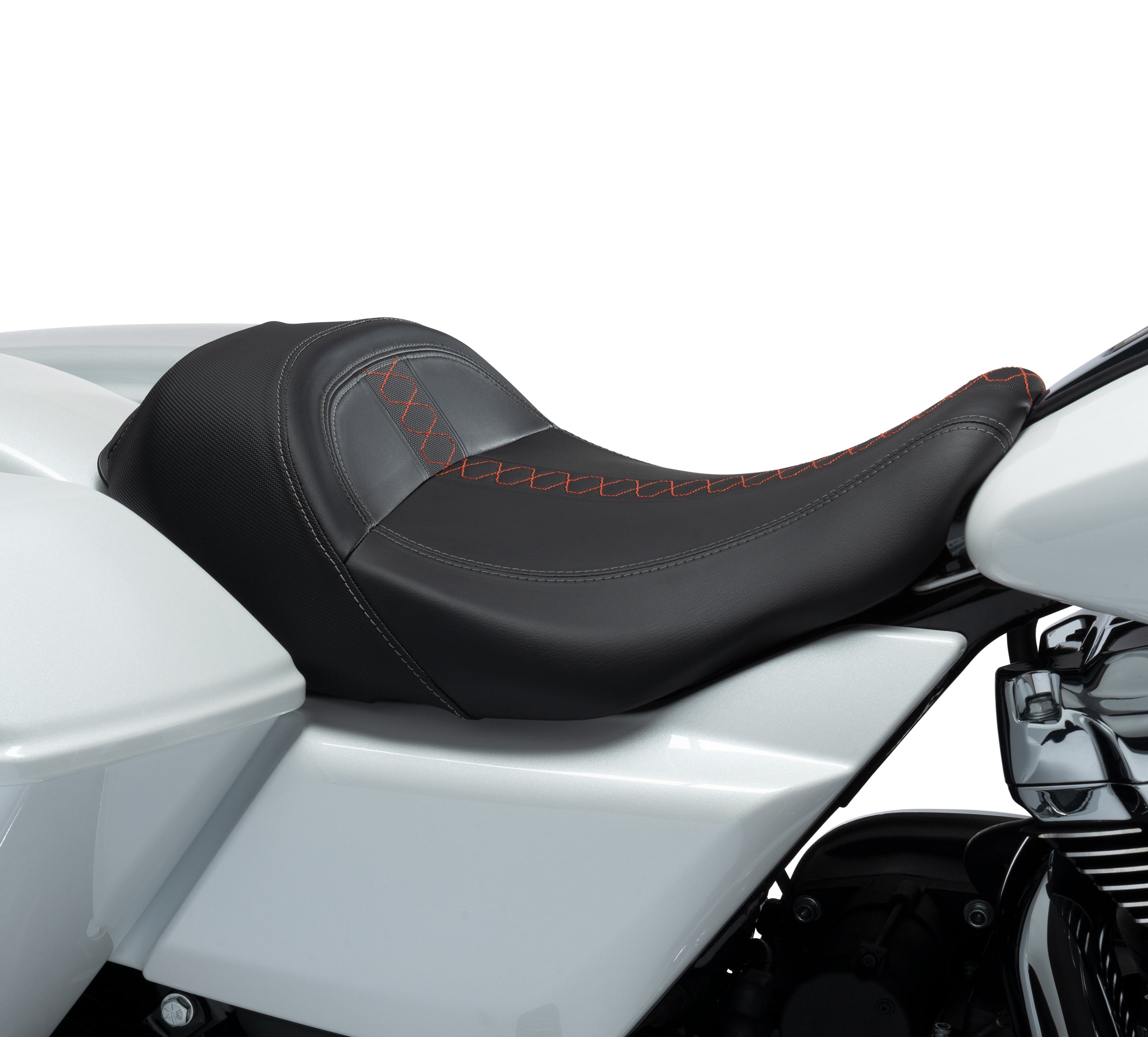Low-Profile Solo Touring Seat – Orange Stitch