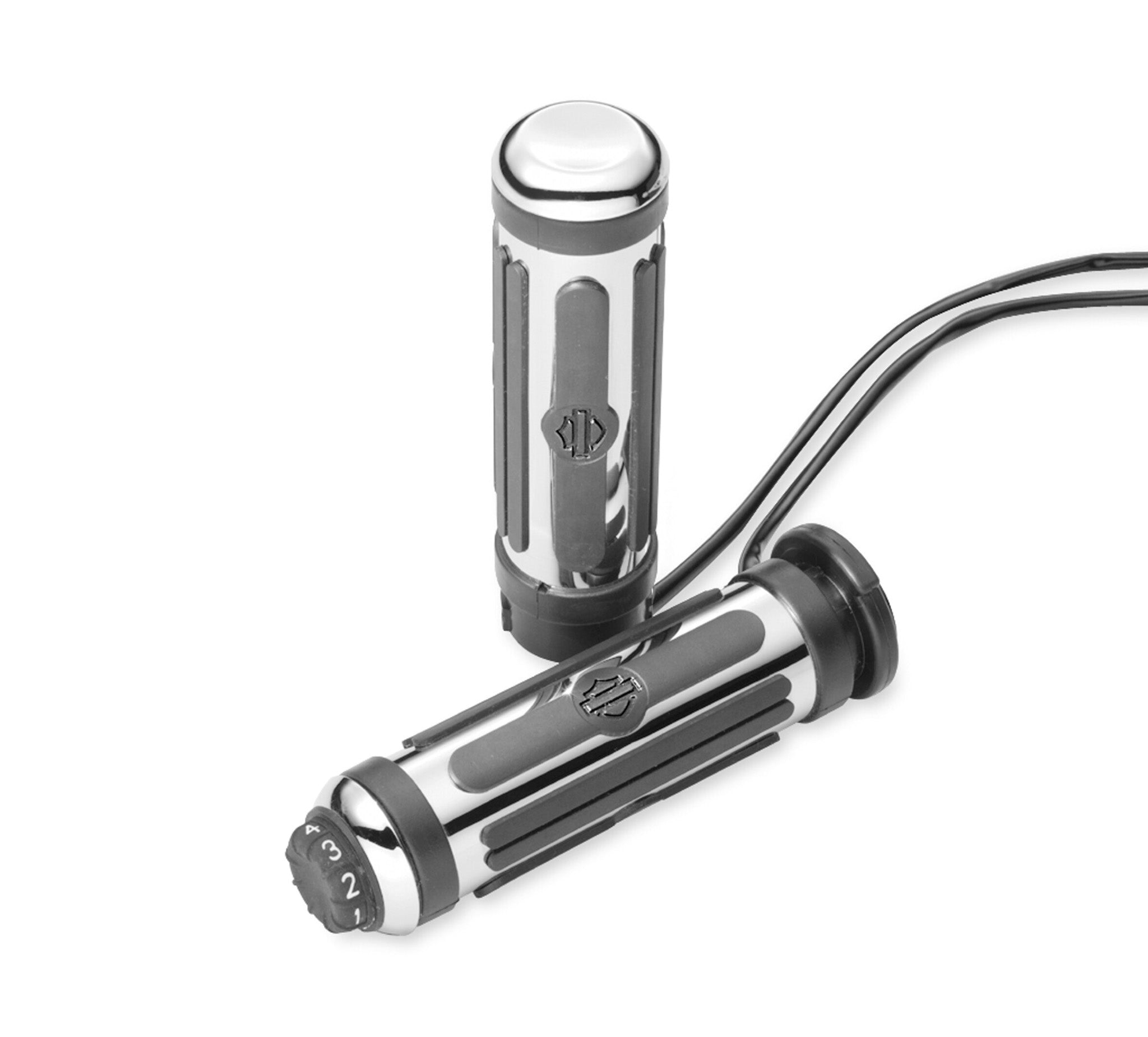Chrome and Rubber Large Heated Hand Grips