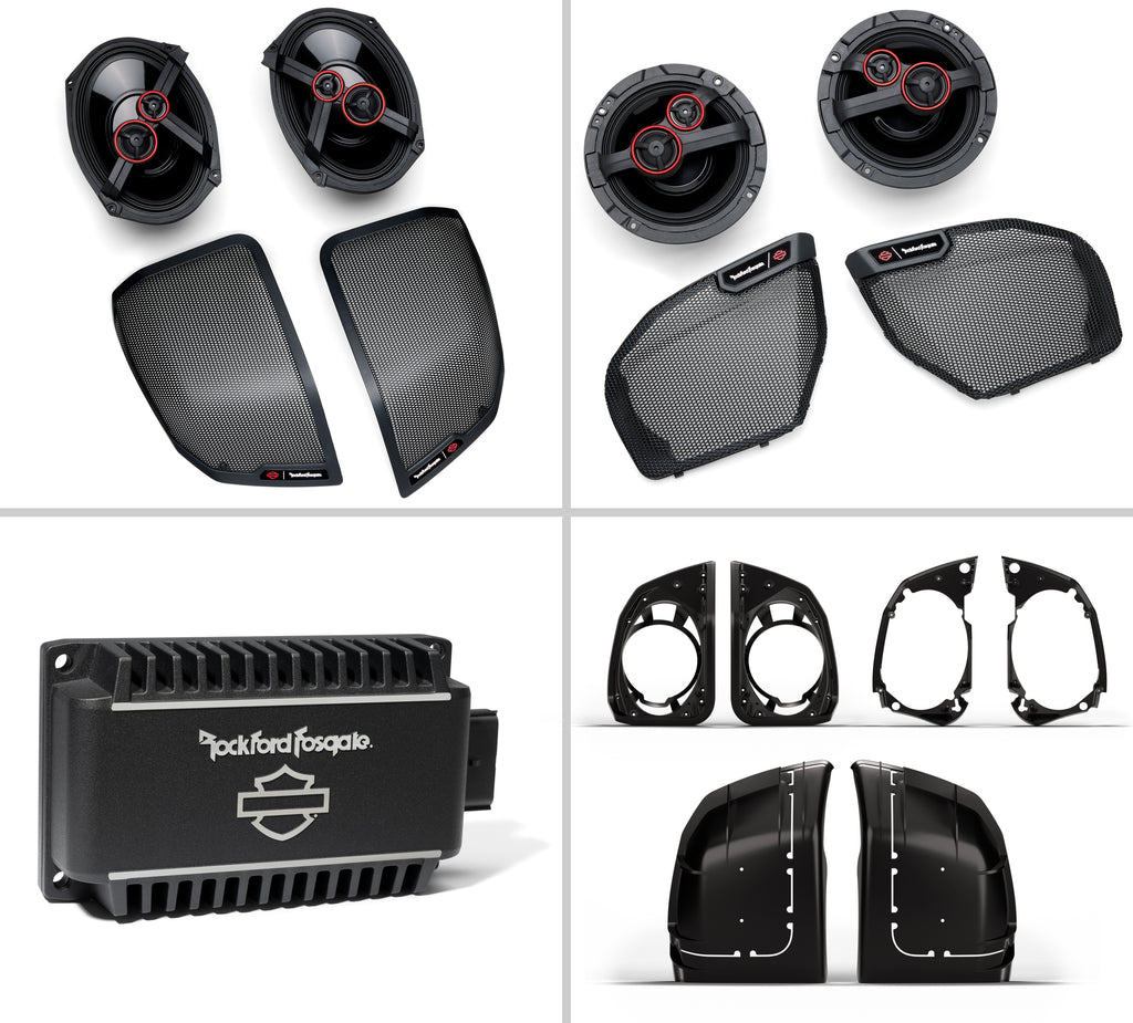 Harley-Davidson Audio Powered By Rockford Fosgate Stage III 4-Speaker Kit – With Saddlebag Lid Cut-In System