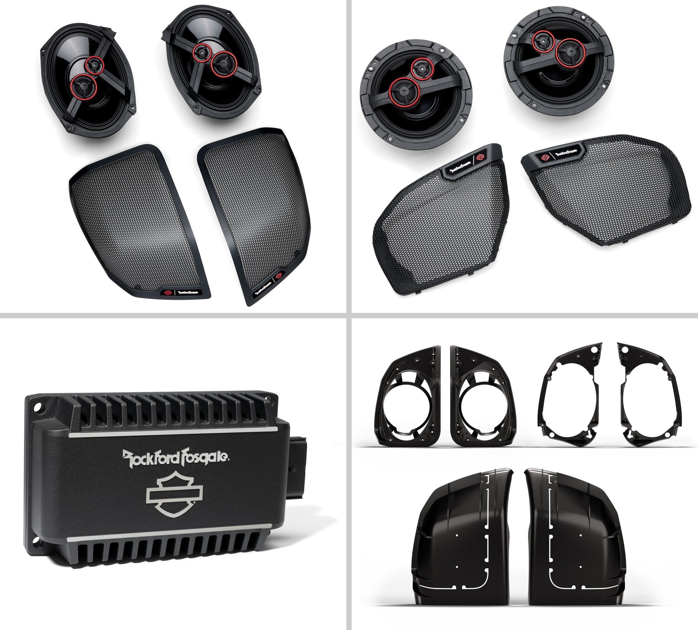 Harley-Davidson Audio Powered By Rockford Fosgate Stage III 4-Speaker Kit – With Saddlebag Lid Cut-In System