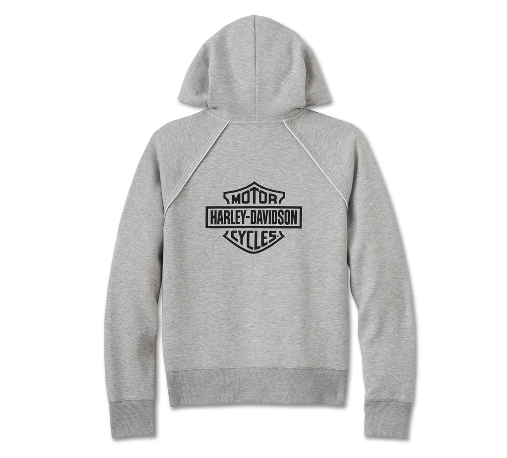 Women’s Classic Bar & Shield Zip Front Hoodie – Light Grey Heather