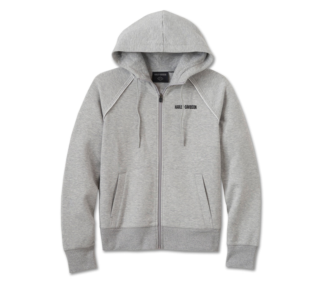 Women’s Classic Bar & Shield Zip Front Hoodie – Light Grey Heather