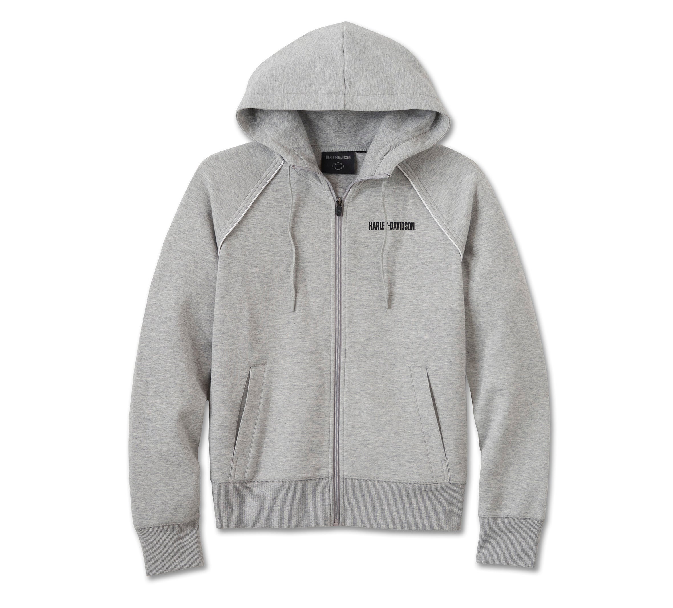 Women’s Classic Bar & Shield Zip Front Hoodie – Light Grey Heather