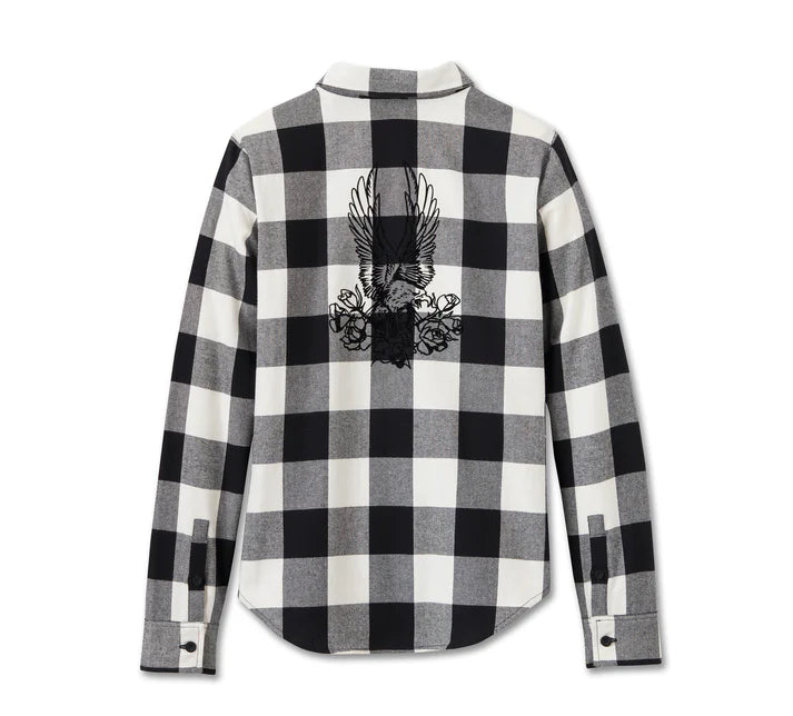 Women´s Flannel Shirt Retro White/Black Plaid
