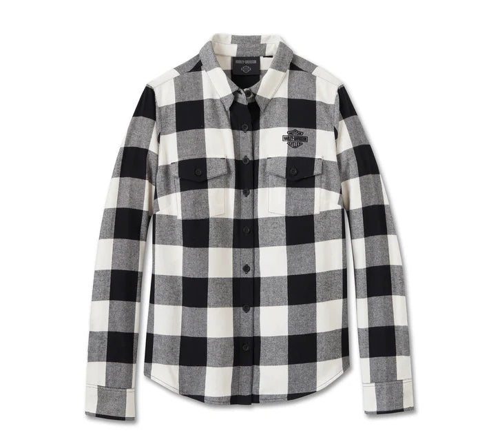 Women´s Flannel Shirt Retro White/Black Plaid