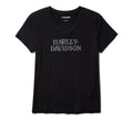 Women's Willie G Skull Bling V-neck - Harley Black