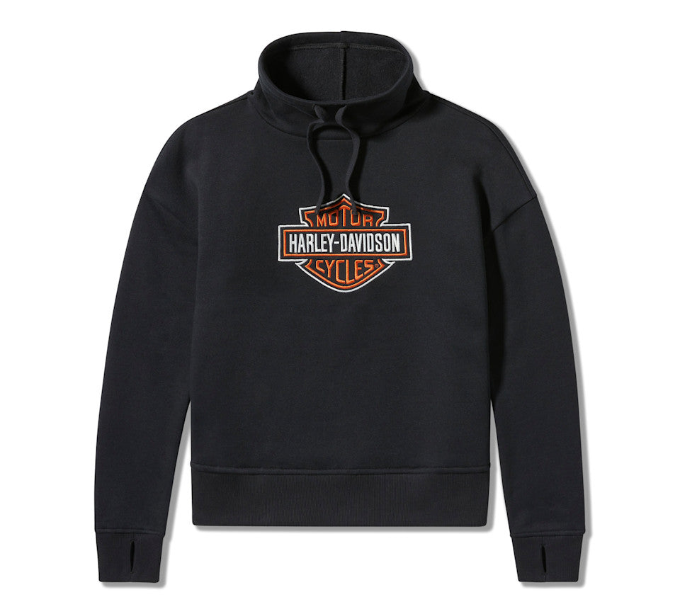 Women's Essential Bar & Shield Funnel Neck Pullover - Harley Black