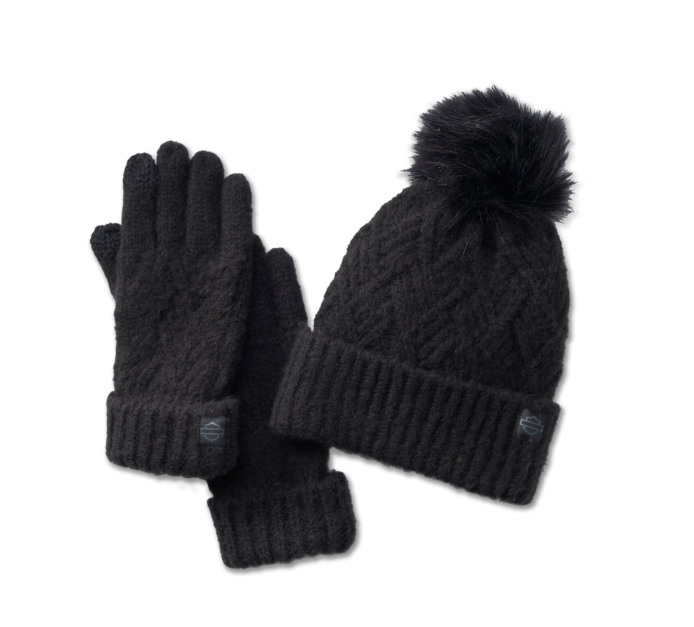 Women's Empower Hat & Glove Gift Set Black Beauty