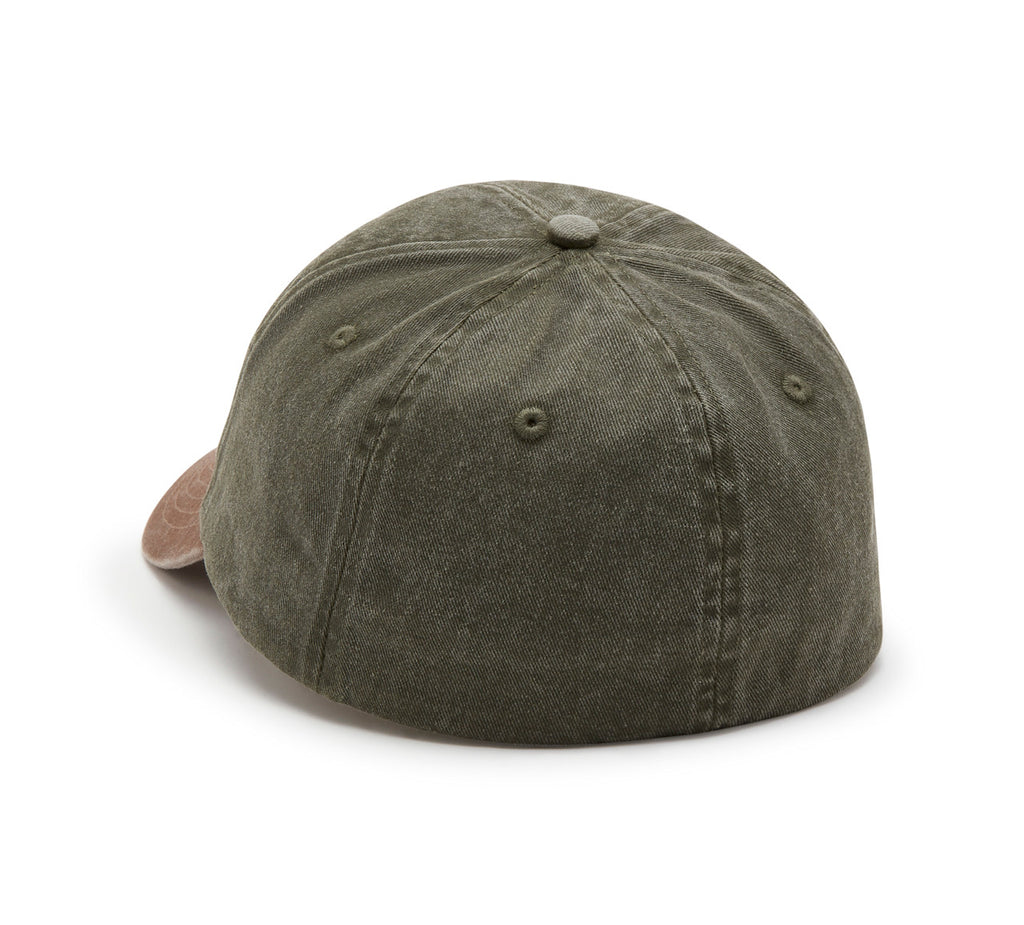 Arched Font Panhead Fitted Baseball Hat - Colorblocked - Grape Leaf &Dark Brown