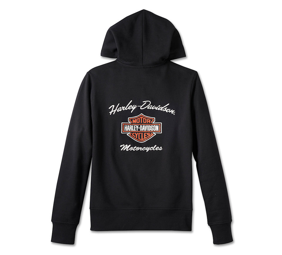 Women's Special Bar & Shield Zip Front Hoodie - Black Beauty