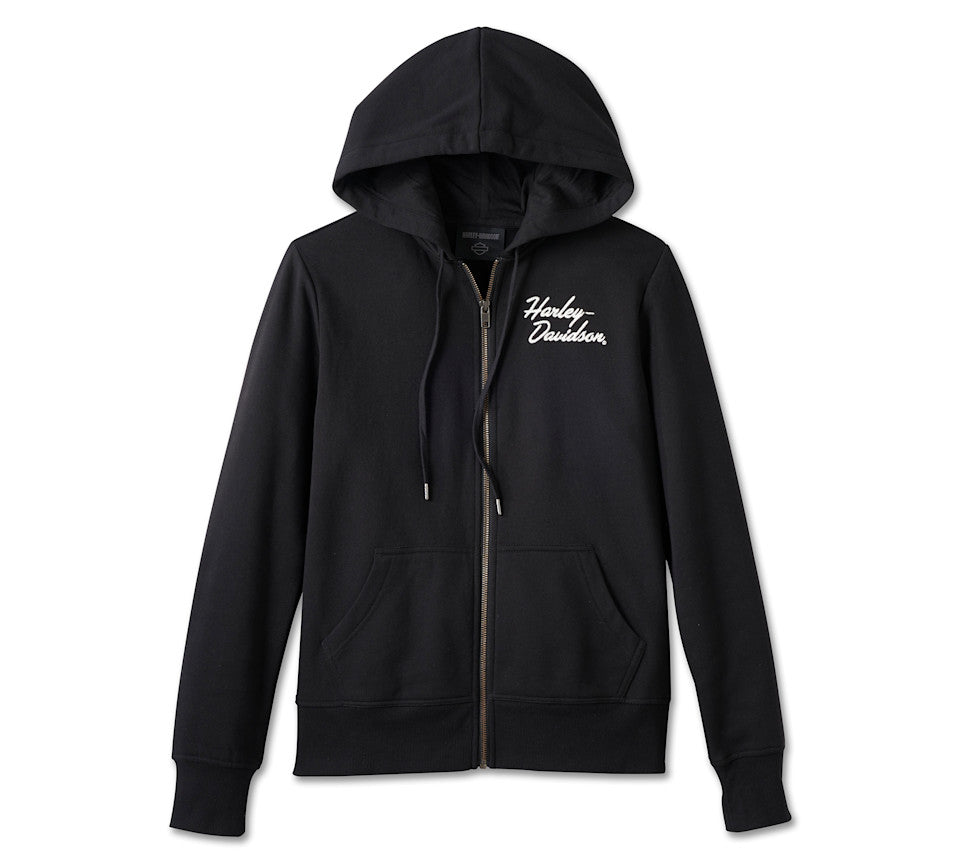 Women's Special Bar & Shield Zip Front Hoodie - Black Beauty