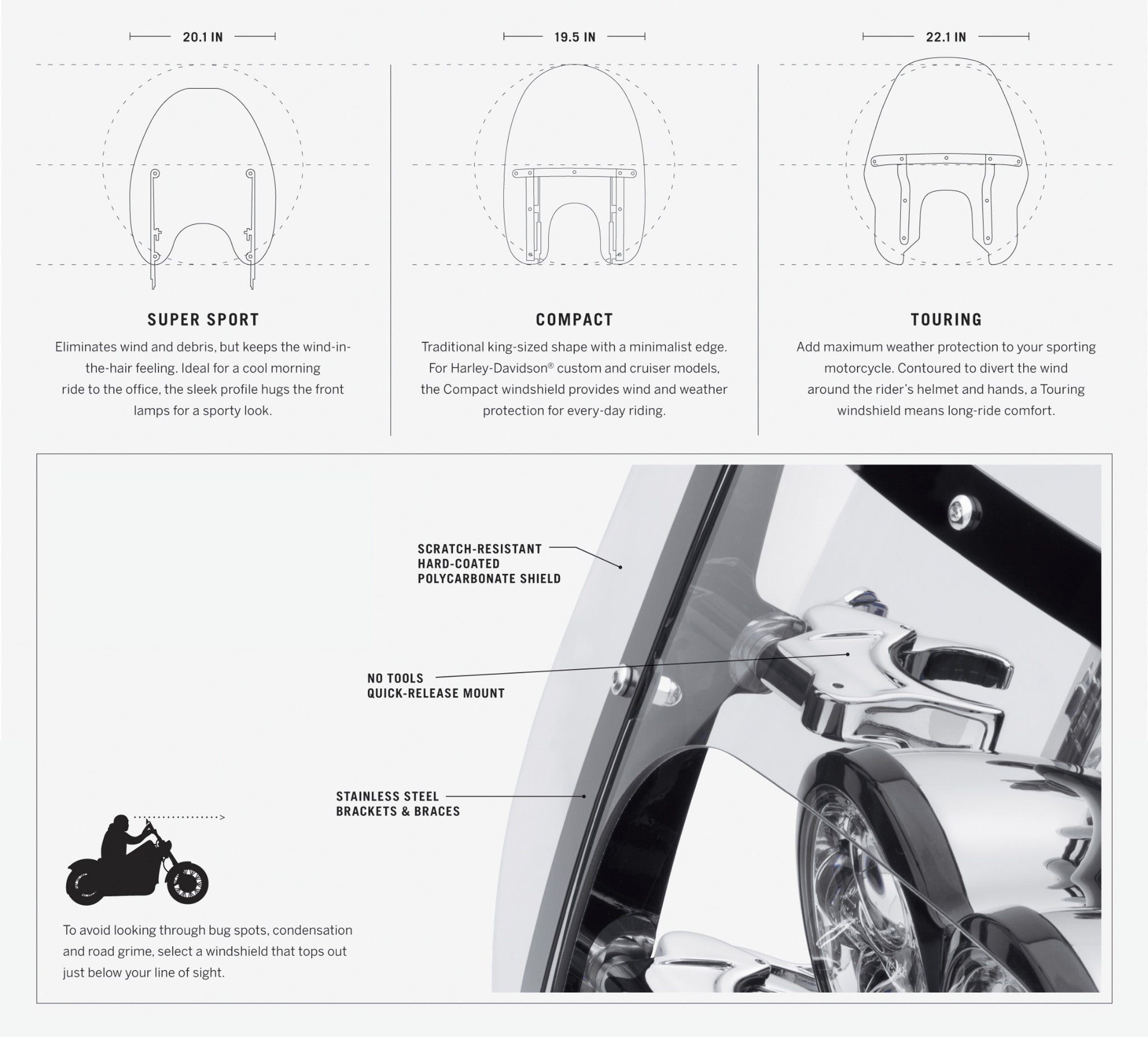 Quick-Release Compact Windshield