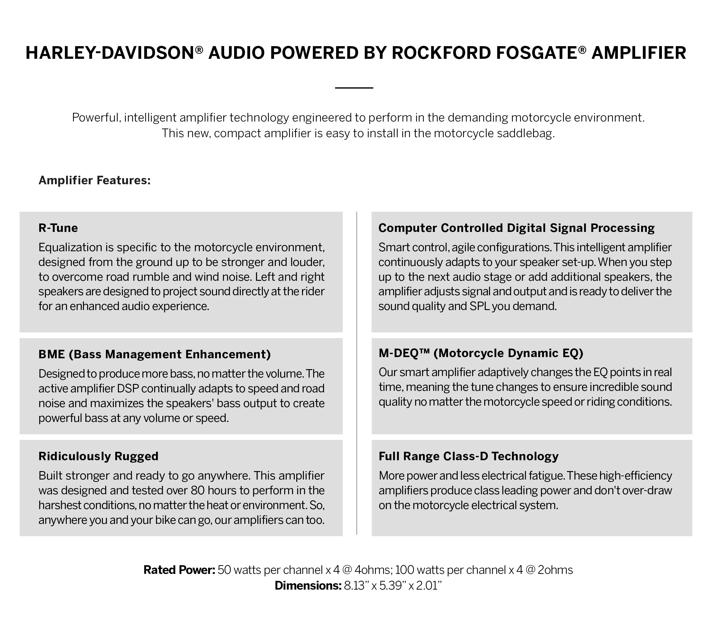 Harley-Davidson Audio powered by Rockford Fosgate - Amplifier 400W 4-Channel (Secondary)
