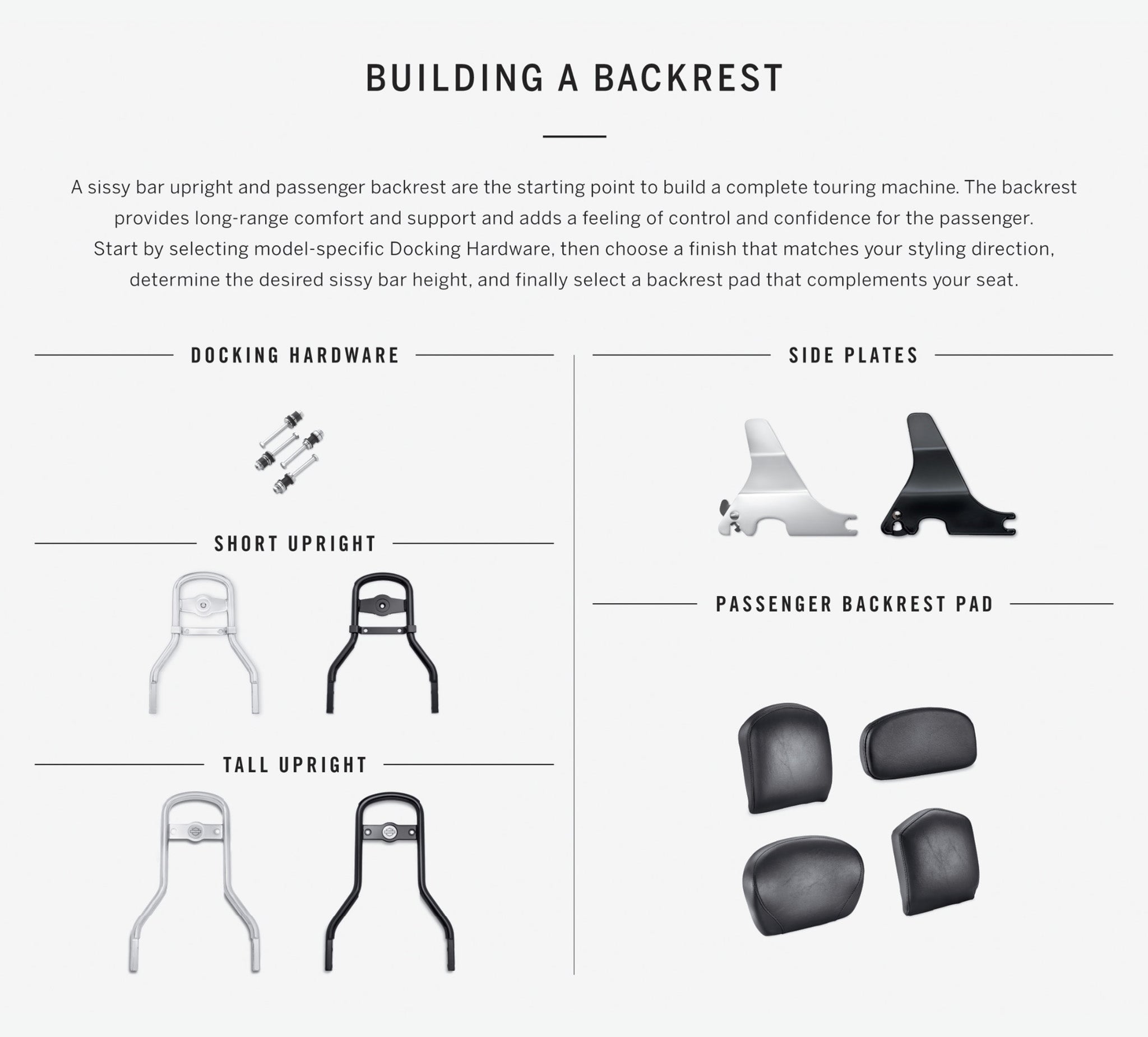 Standard Mini-Medallion Style Sissy Bar Upright